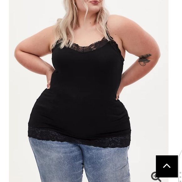 🆕BLACK LACE TRIM V-NECK FOXY CAMI - Picture 2 of 3